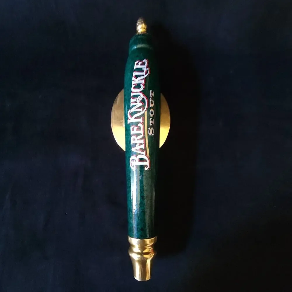 Rare Bare Knuckle Stout Home Bar Beer Tap Handle Anheuser Busch Green & Gold